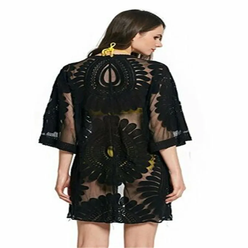 Women Bikini Cover Up Summer Beach Swimwear Bathing Robe See-through Lace Sexy Clothing Beachwear | Женская одежда