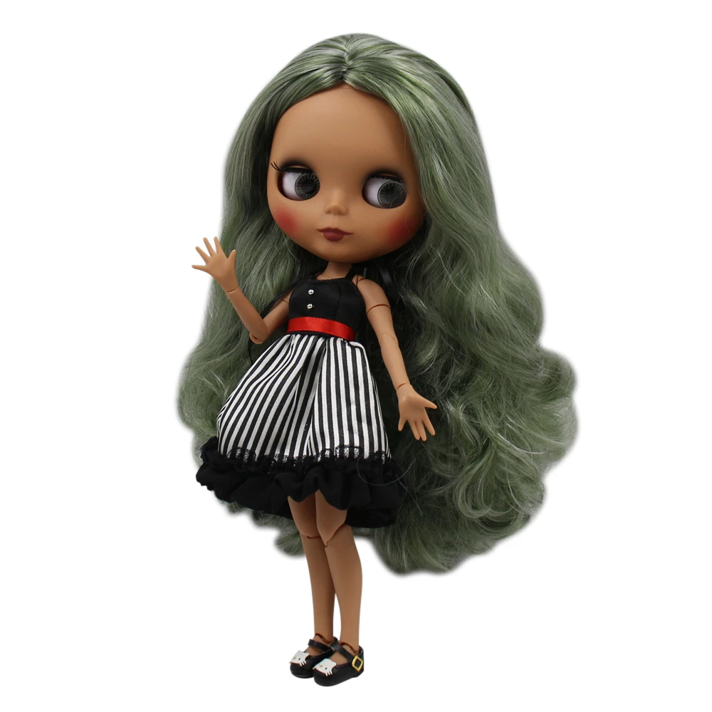 Ледяная фабрика blyth кукла Темный кожный шарнир тело Новый матовый лицо золотой