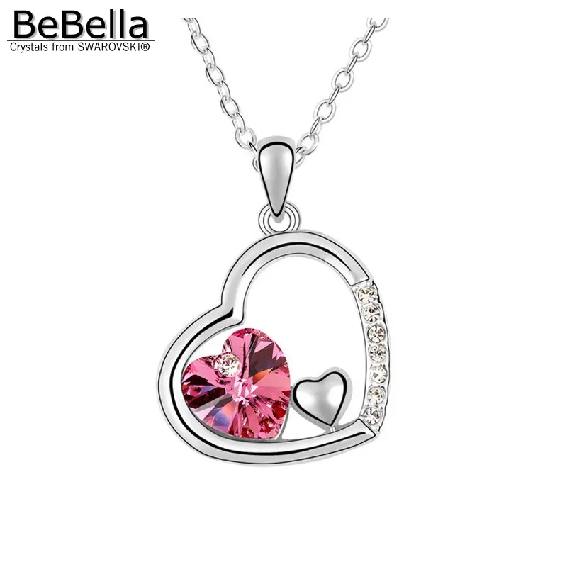 Женское ожерелье с подвеской в виде сердца BeBella кристаллами Swarovski модные