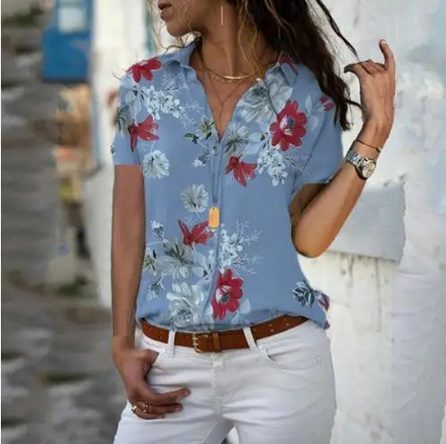 style9 Женские топы, блузки, осень, элегантная шифоновая блузка с длинным рукавом и v-образным вырезом, Женская рабочая одежда, рубашки размера плюс 5XL, блуза с отворотом - Цвет: style9