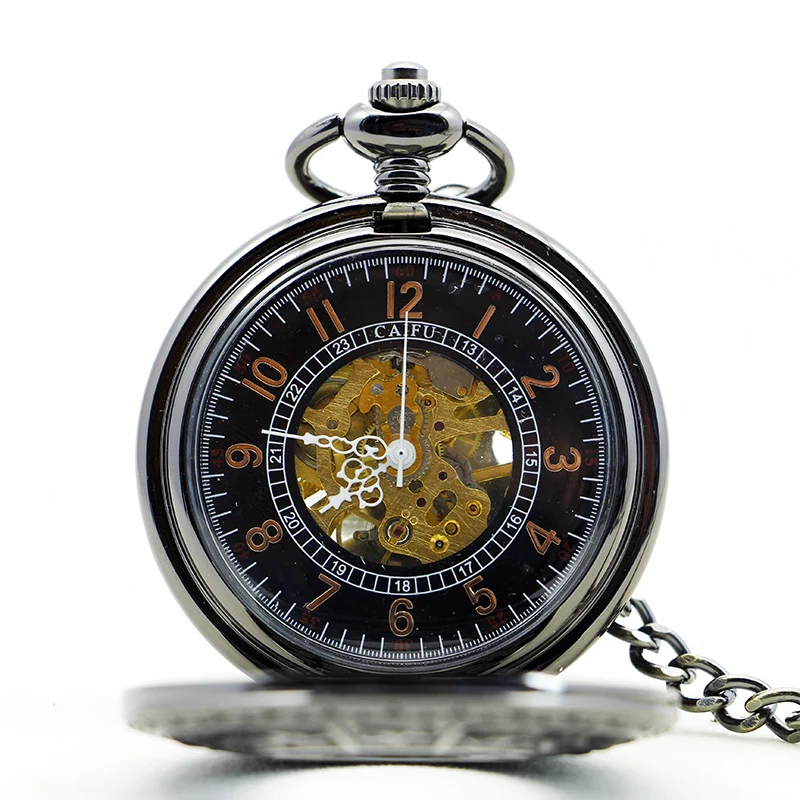 5pcs/lot Retro Mechanical Pocket Watch Men Hollow Skeleton Chinese 12 Zodiac Animals With Chain PJX1150 | Наручные часы