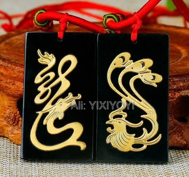 Очаровательная подвеска на удачу из натурального черного нефрита + твердого