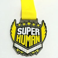 custom made medal with sandblasting background customized sports event medal with cotton ribbon 50 8mm diameter 100pcs
