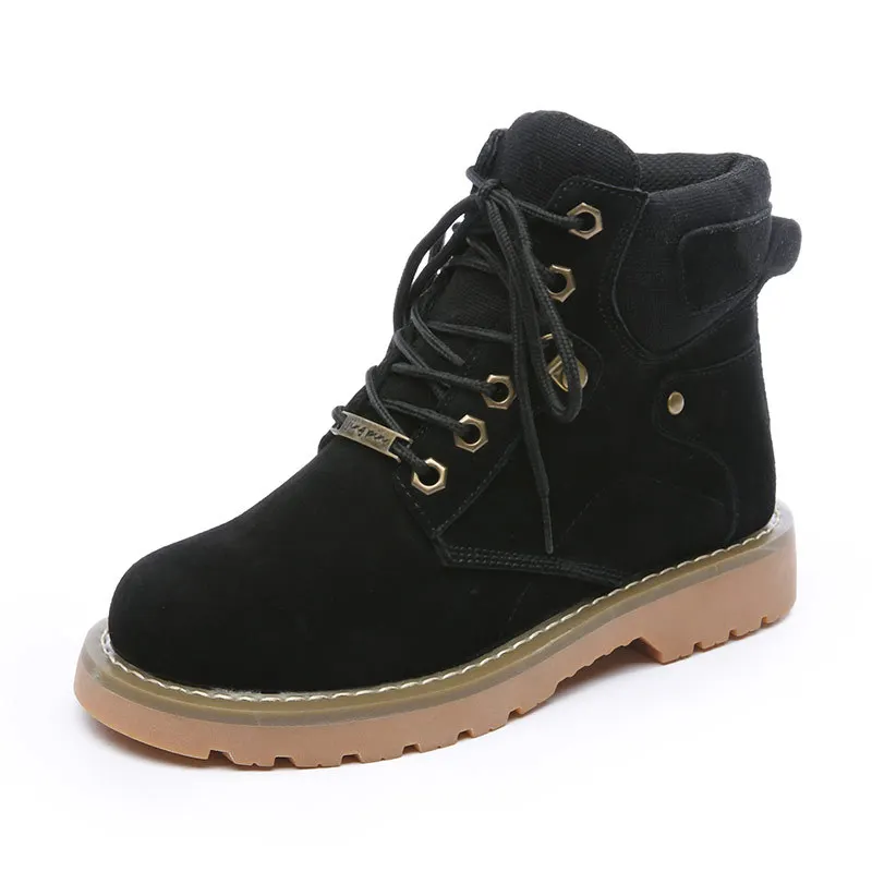 Модные женские ботильоны для отдыха мотоботы с круглым носком на плоской подошве