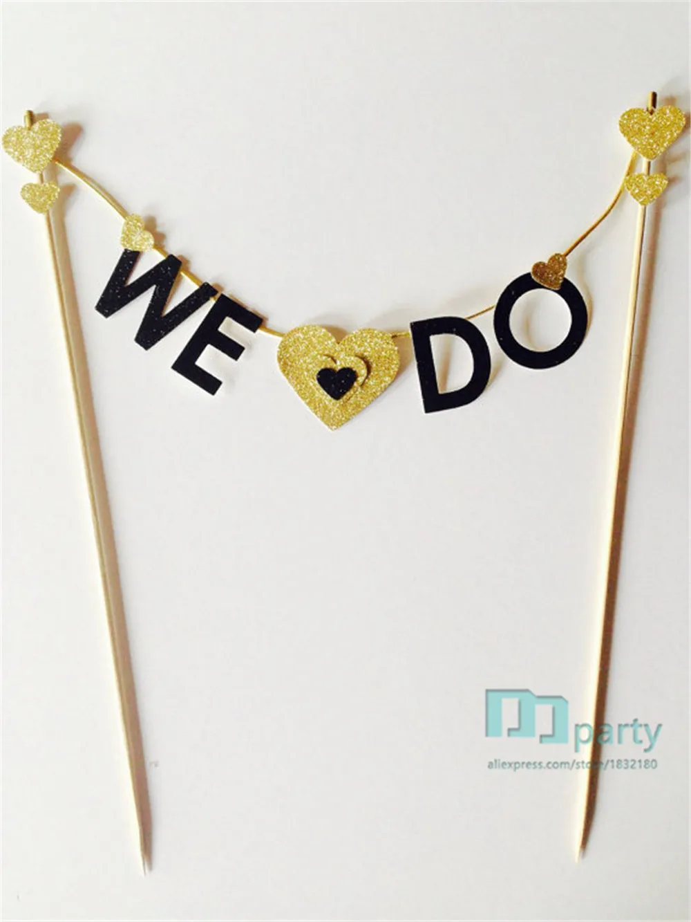 engagement party We do heart gold black glitter wedding cake topper - decoration- toppers-wedding | Дом и сад