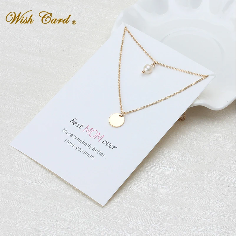 Wish Card 1 шт. Золотая/серебряная круглая Цепочка пандант ожерелье для женщин