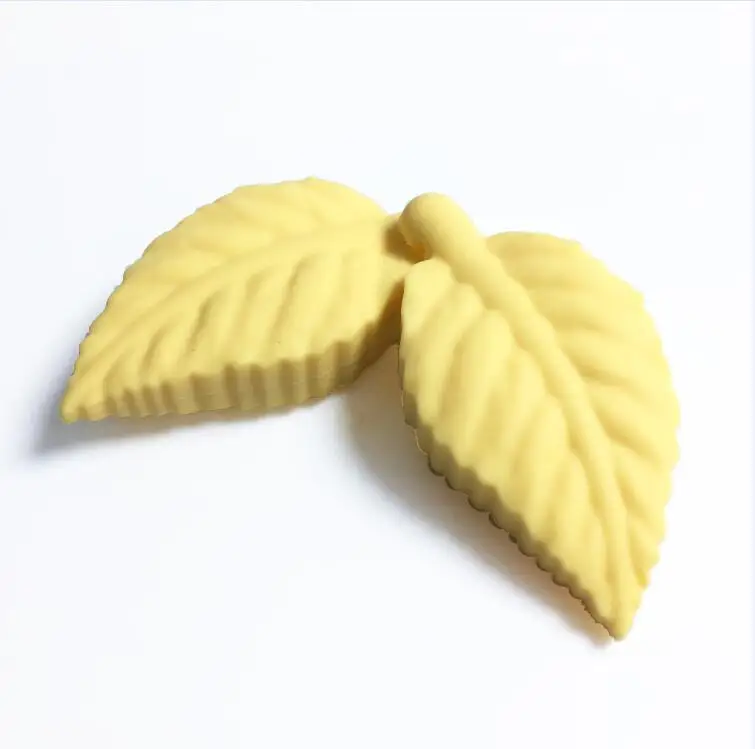 yellow 20 шт./партия, силиконовые бусины, дерево, лист, еда, класс, Детские Жевательные свободные бусины, кормящие BPA бесплатно, высококачественный силиконовый Прорезыватель для зубов, игрушка - Цвет: yellow