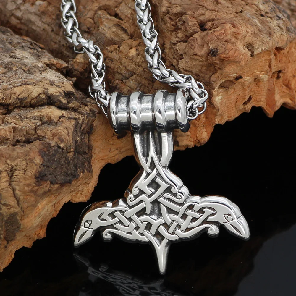 Нордический молоток Тора из нержавеющей стали Mjolnir odin raven ожерелье с подвеской в