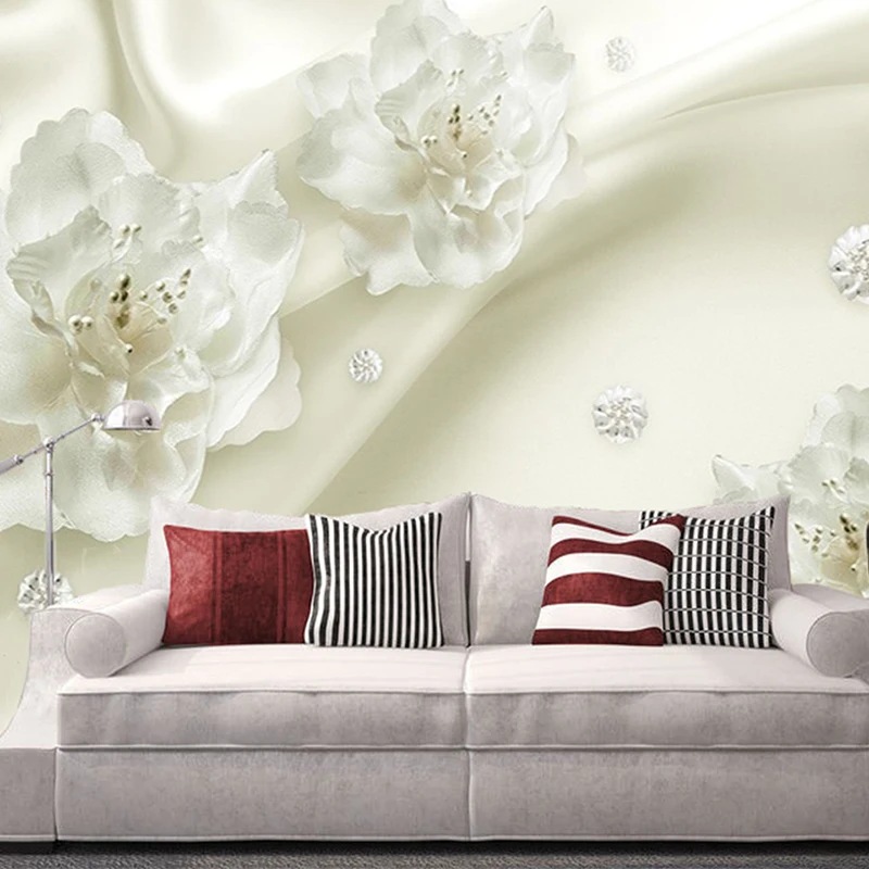 Фотообои на заказ 3D настенные наклейки эстетические светлые роскошные цветы в