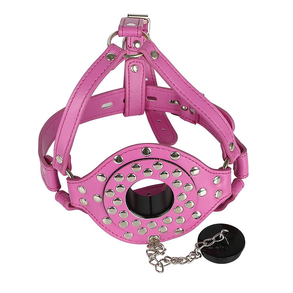 Повязка на голову БДСМ воронка ремешок для рта кляп кожа секс игрушки черного