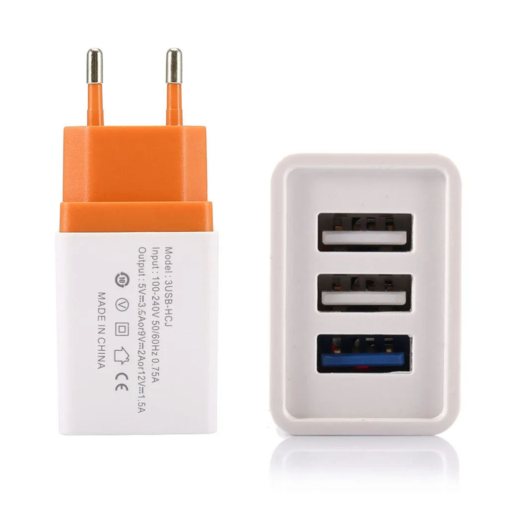 Binmer USB Зарядное устройство мобильного телефона 5V 2A 3USB Зарядное устройство для зарядки через переходник для розетки ЕС Разъем для Samsug S8 S9 для Iphone 19MAY21