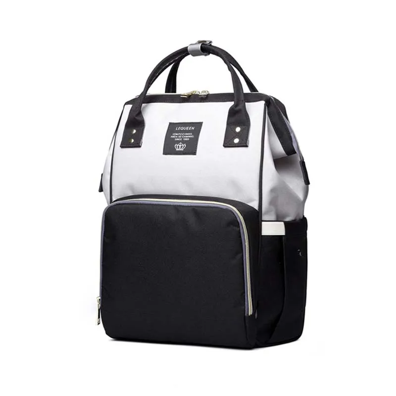 

Lequeen Spliced Colors Mummy Bag Large Capacity Travel Nursing Bag Multiple Backpack Portable Nappy Bag Diaper Puerperal Bag