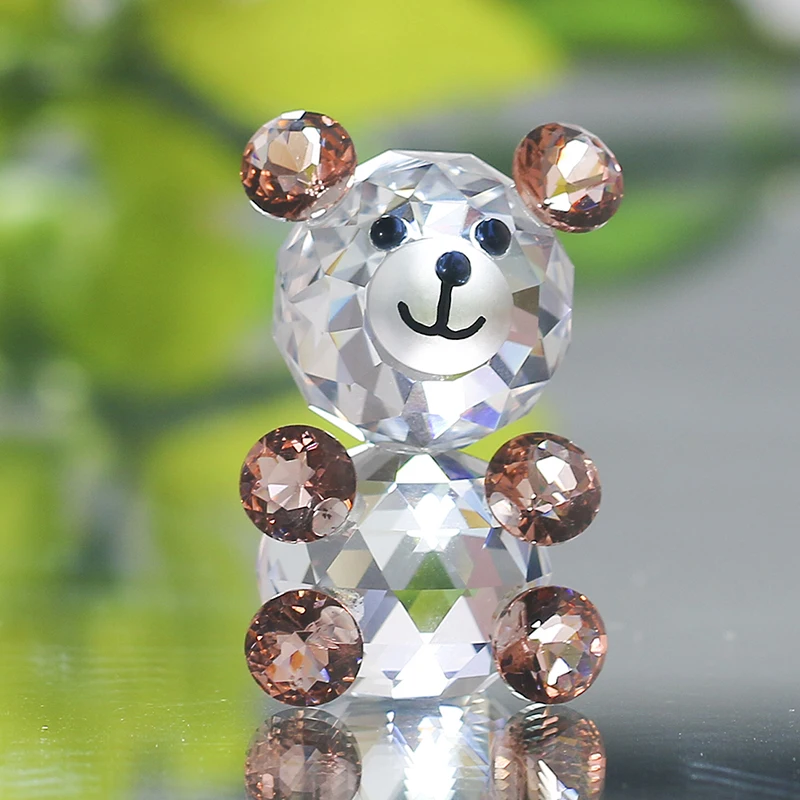 H& D Розовый 3D маленький Кристальный Медвежонок фигурка художественное стекло животное пресс-папье орнамент коллекционный Рождественский подарок домашнее свадебное украшение