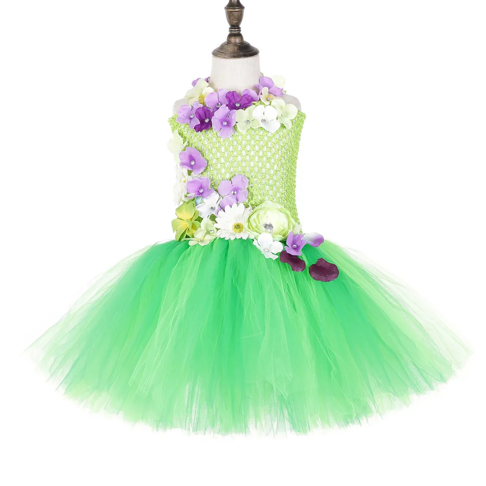 Green Princess Custom Wonder Fairy Tutu Dress Girls Clothing Christmas for Kids Flower Sleeveless Birthday Party | Детская одежда и