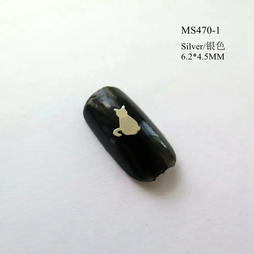 MS470-1 Silver 100 шт./пакет серебро/золото с капюшоном «Китти Кэт» птица пчела ананас неклеевой мягком металле Стикеры нейл-арта украшения m31 - Цвет: MS470-1 Silver