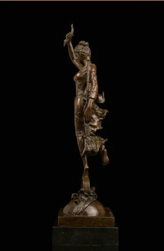 Art Deco Sculpture Beautiful Woman Goddess Girl Hold Trump Bronze Statue Signed | Statues &amp Sculptures