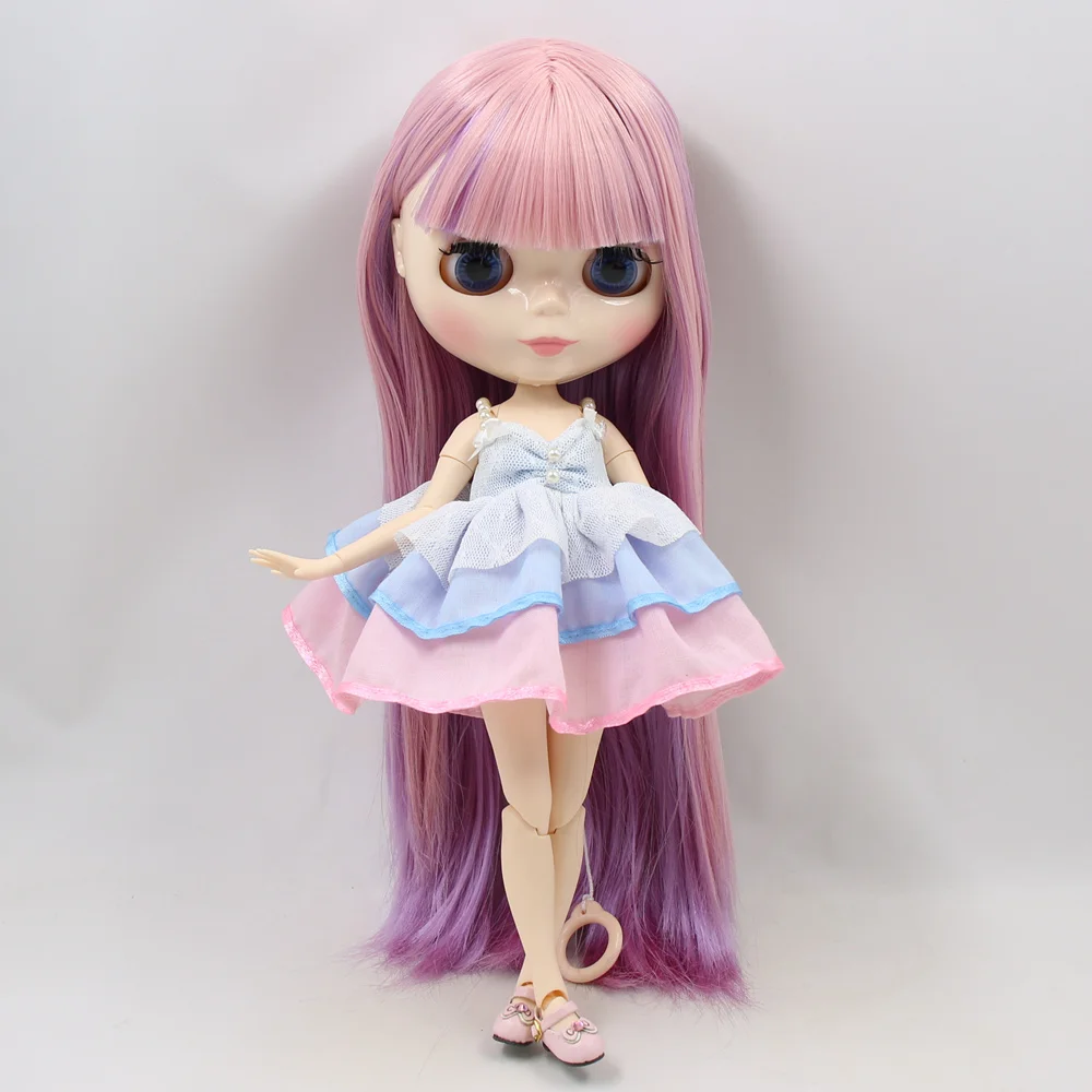 Кукла Blyth, обнаженная, 30 см, белая кожа, новая мечта, розовый, фиолетовый, смешанные цвета, прямые волосы, 1/6, соединение, тело, глянцевое лицо, ледяная игрушка, сделай сам