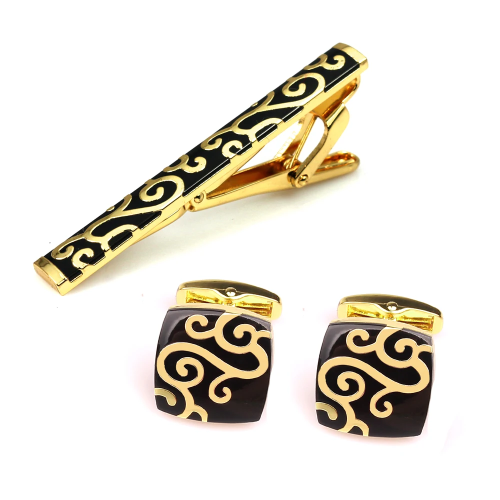 Набор золотых зажимов для галстука и запонок мужчин классические наборы медная