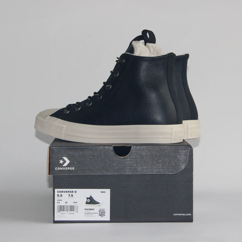 Конверс Chuck Taylor All Star кожа осень и зима толстые теплые стиль унисекс кроссовки обувь для скейтбординга 162385C
