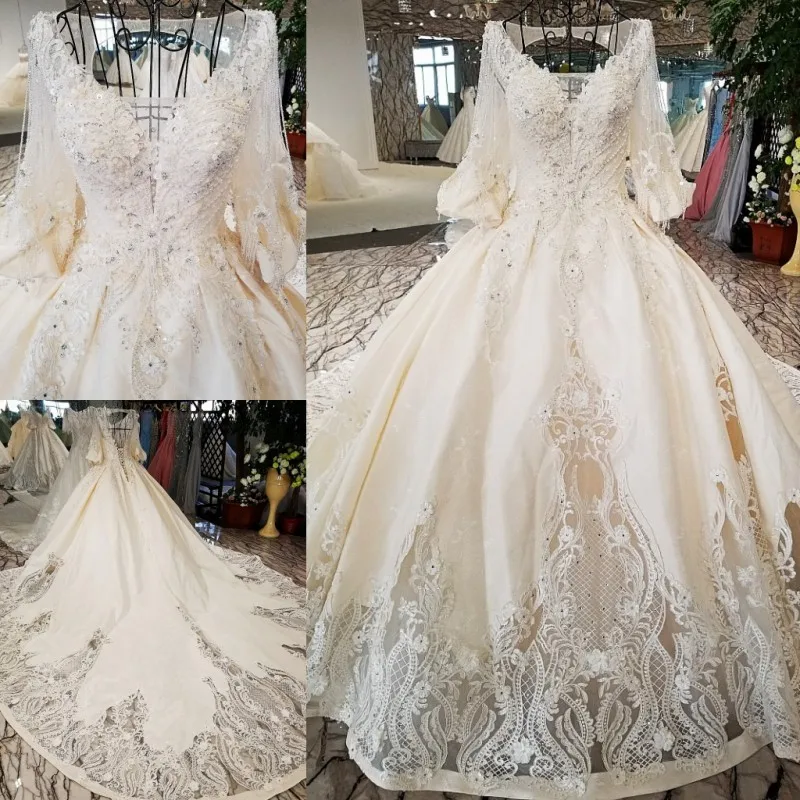 Юбка с вырезом лодочкой, с коротким рукавом, с вышивкой, роскошное кружевное, длинный хвост, официальное свадебное платье принцессы на заказ