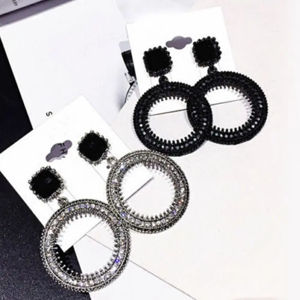 Temperament Gorgeous Rhinestone Crystal Large Circle Dangle Drop Ear Earring For Women Fashion Jewelry | Украшения и аксессуары