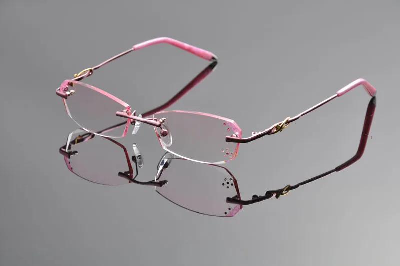 Новинка 2016 брендовые элегантные женские очки без оправы с бриллиантовой оправой