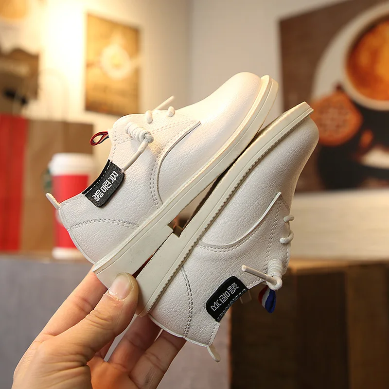 2019 New black boy's&ampgirl's leather rubber bottom shoes Unisex English style children's soft in winter | Детская одежда