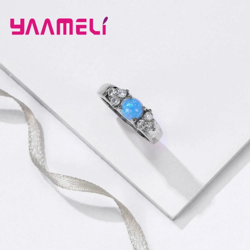 Женские и мужские кольца из серебра 925 пробы с голубым круглым опалом | Украшения