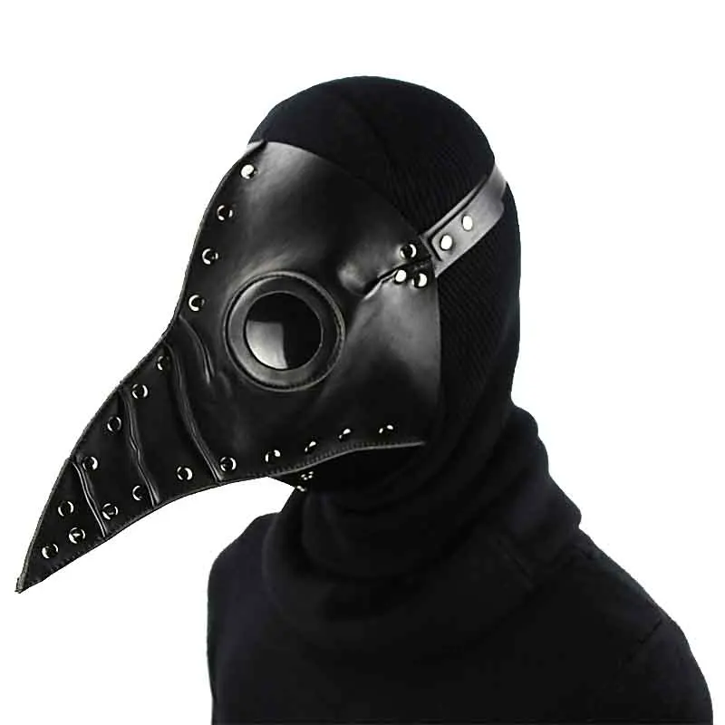 

Gothic Black PU Leather with Rivet Steampunk Mask Retro Punk Halloween Party Cosplay Costume Props Long Nose Plague Bird Masks