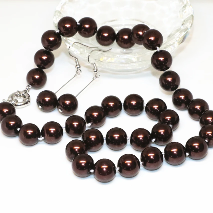 Имитация жемчуга ракушка европейский и американский стиль шоколад 12 мм круглые