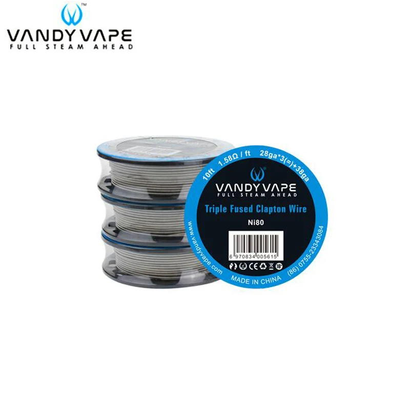 Оригинальный Vandy Vape тройной плавленый Clapton провод Ni80 10ft 28ga * 3 + 38ga 1.58ohm/ft для Vandyvape