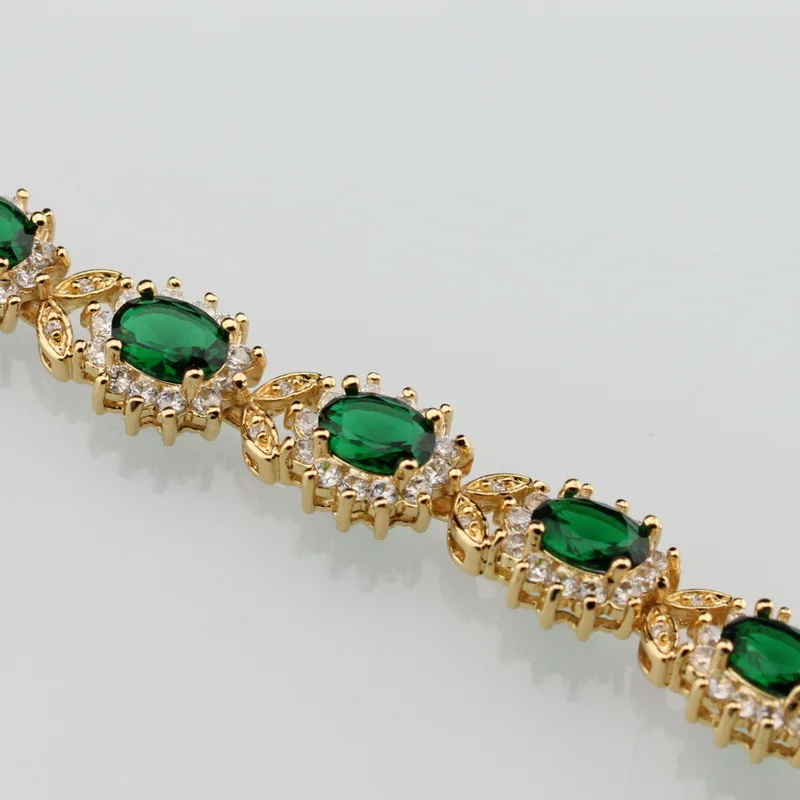 Цветок белый циркон и зеленый создан Изумрудный браслет здоровье мода ювелирные