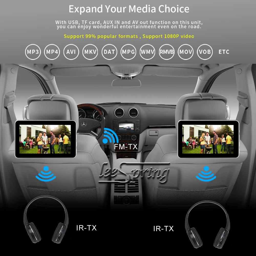 10 1 дюймовый сенсорный экран подголовник монитор dvd плеер с FM/IR/USB/SD (MP5)/Поддержка