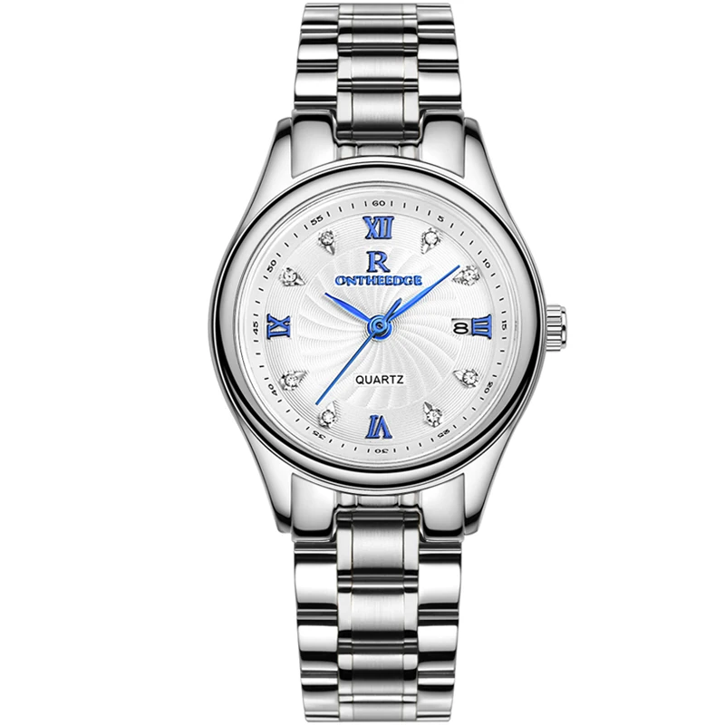 Часы Ontheedge женские из нержавеющей стали водонепроницаемые золотистые наручные с