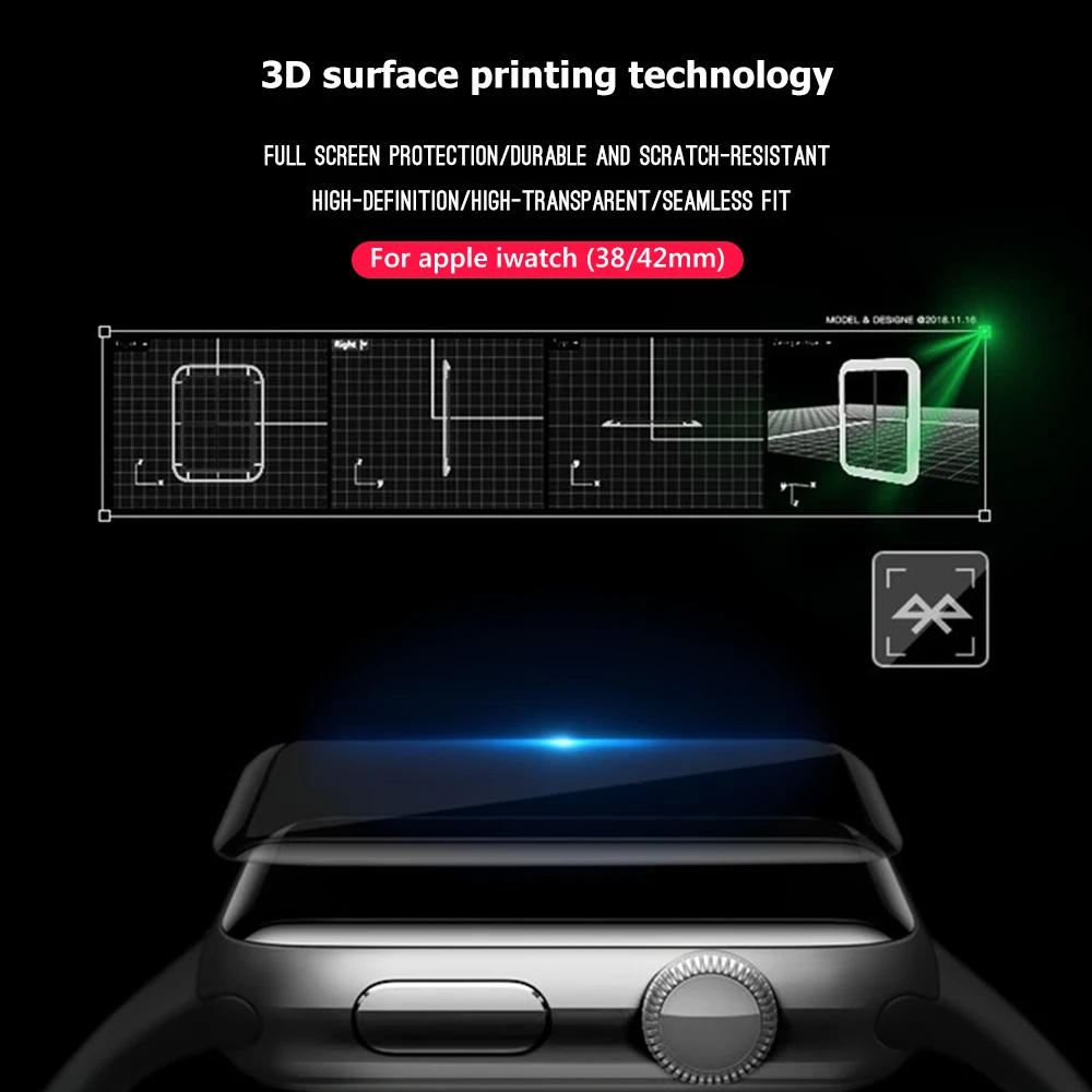 3D 9H закаленное стекло для Apple Watch серии 4 3 2 1 Защита экрана iWatch 38 мм/42 мм/40 мм/44 мм HD