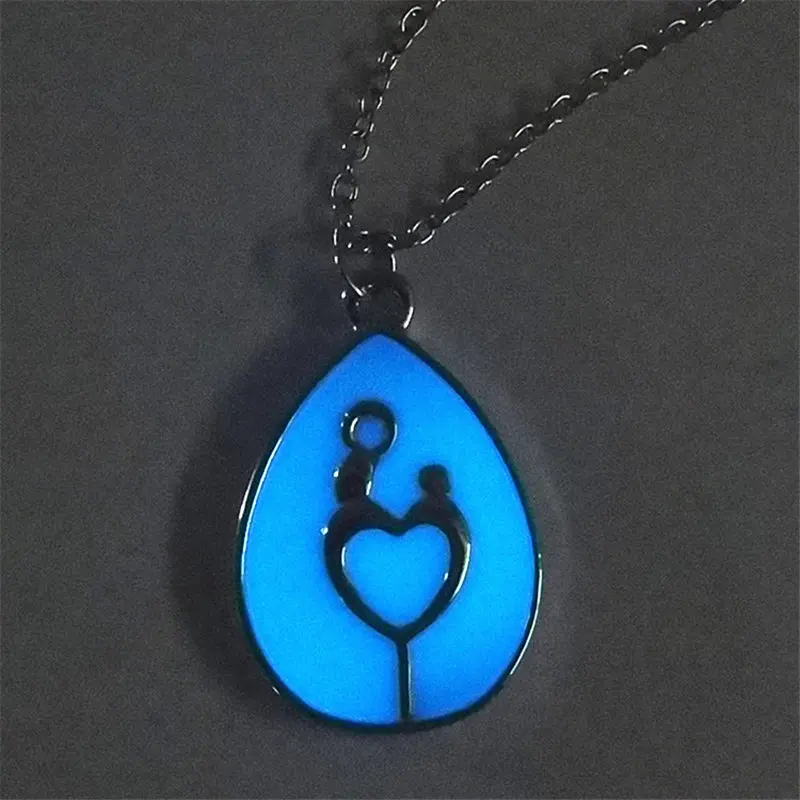 Капли воды синего свечения в Драк ожерелье матери и ребенка Подвеска Шарм