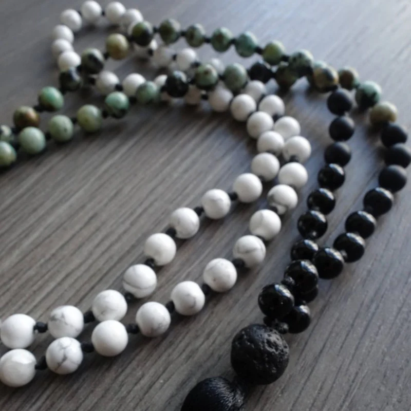 108 Mala ожерелья Африканское Ожерелье T-urquoise белое ожерелье Howlite бусы в стиле бохо с