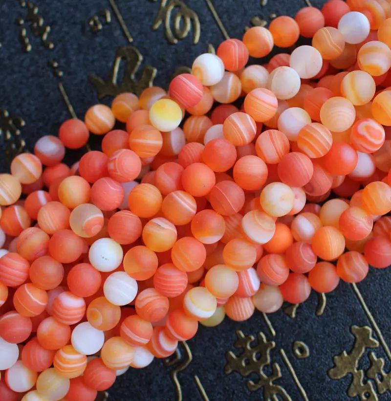 Frost Plum/ Orange Strip Agat Round Loose Beads 15inch For DIYJewelry making!We provide mixed wholesale for all items ! | Украшения и