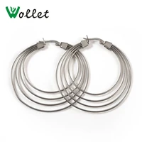 wollet jewelry 316l stainless steel big hoop earring for woman metallic silver color