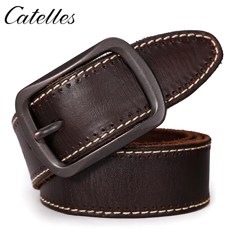 

Catelles 2017 New 100% Genuine Leather Belt For Jeans Full grain Leahter Hand Made Belt High Quality Simple Style Durable Belt