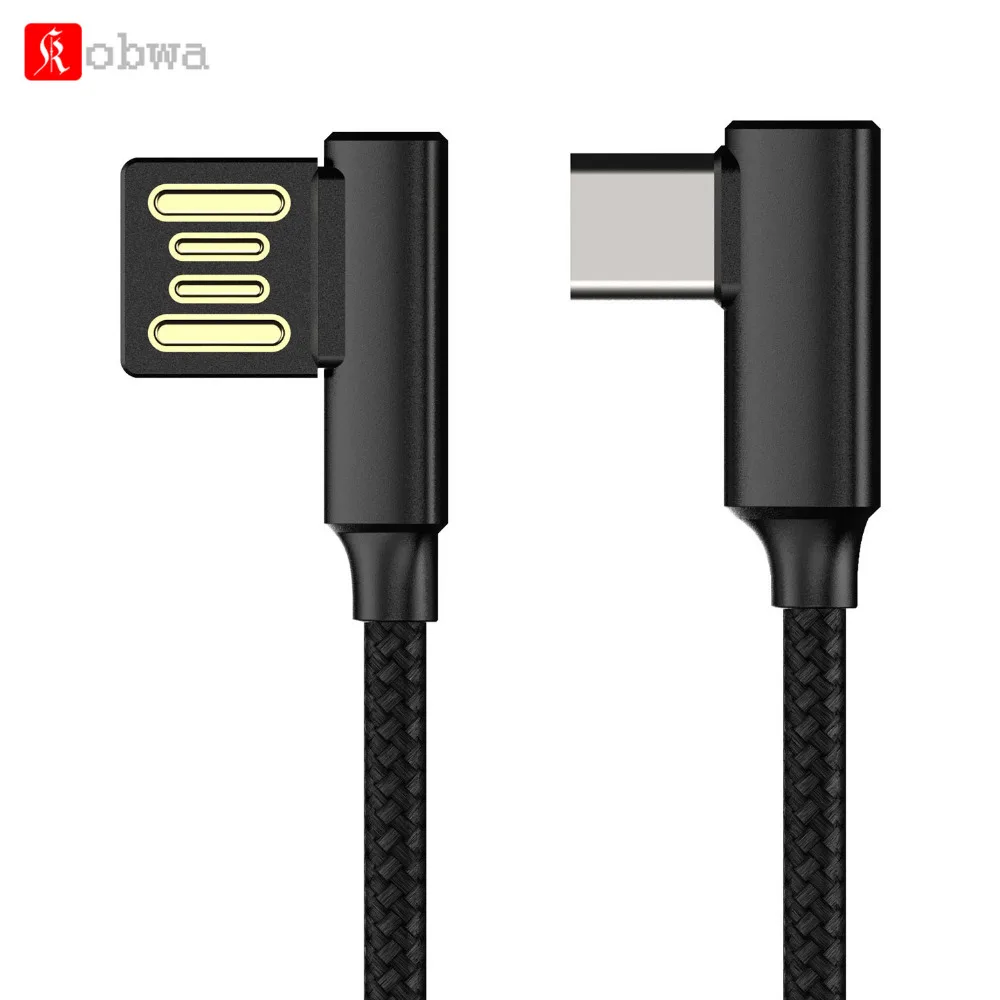 Kobwa 1 2 м 8 USB Type C кабель для передачи данных Портативный 90 градусов прочный быстрое
