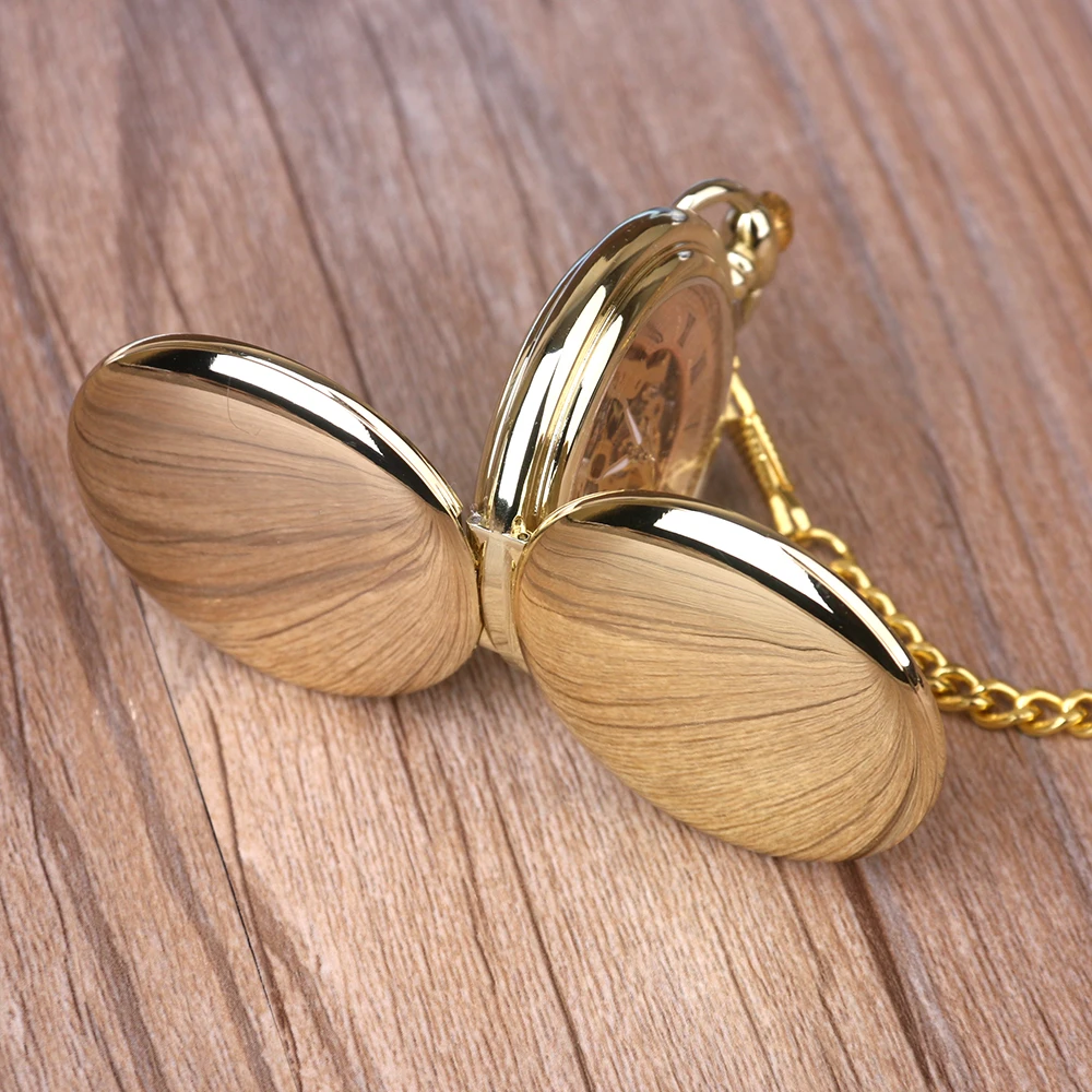 Retro Golden Pocket&Fob Watches Full Double Hunter Mechanical Pocket Watches Engraved Men Women Pocket Watch Chain nurse horloge