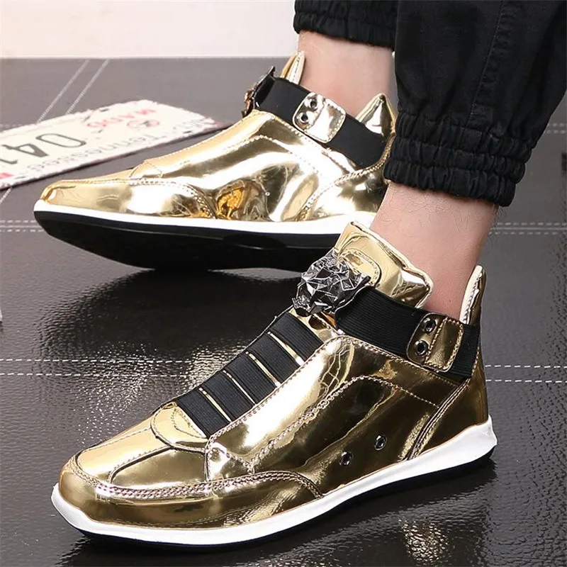 movechain Men's Casual Leather Shoes Men Patent Skate Fashion Mens Designer Trendy High-Top Flats | Обувь