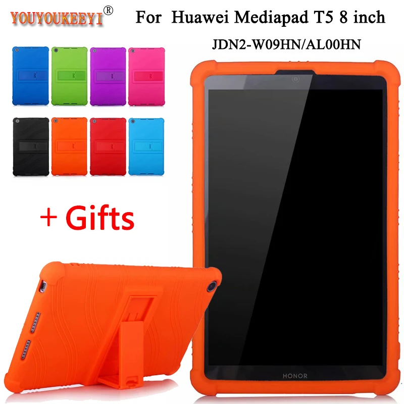 

High quality Anti-drop silicone Case Cover For Huawei Mediapad T5 8inch tablet JDN2-W09HN/AL00HN Comes with bracket +Free gifts