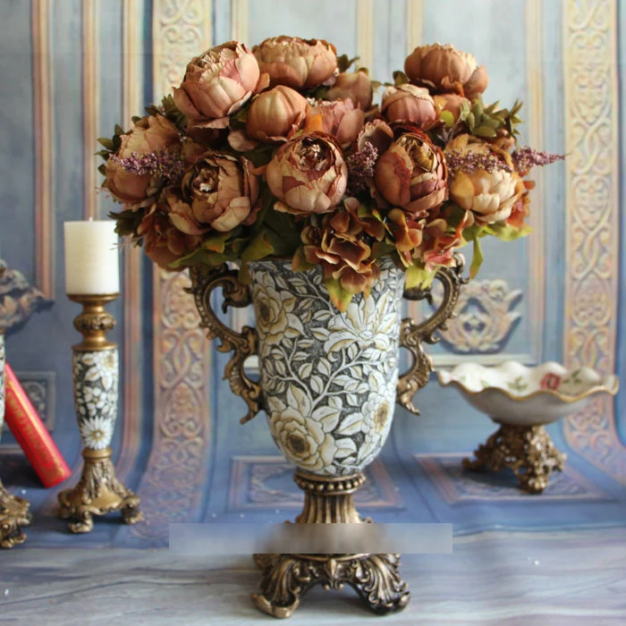 Высококачественные искусственные шелковые цветы в европейском стиле 1 букет
