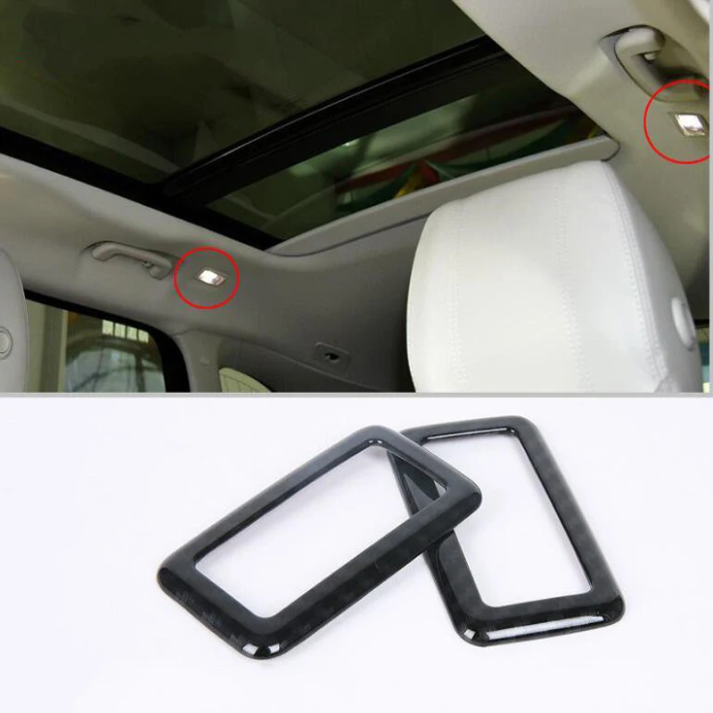 

For Range Rover Velar 2018 2PCS Carbon Fiber ABS Chrome Car Rear Roof Dome Lamp Reading Light Cover Trim Car Styling Accessories