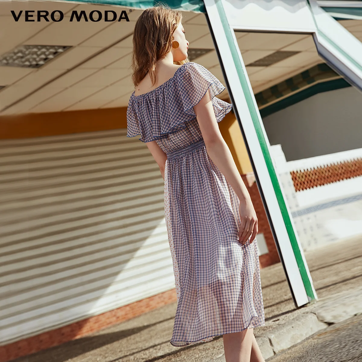Vero Moda Новое Женское шифоновое платье миди в клетку в горошек | 31927B558