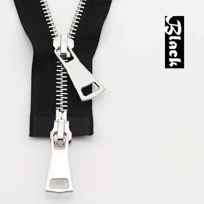 Black 5# разъемная застежка-молния двойными собачками good Market 60/70/80/90/100/120/150 см автоматический металлический замок застежки-молнии - Цвет: Black
