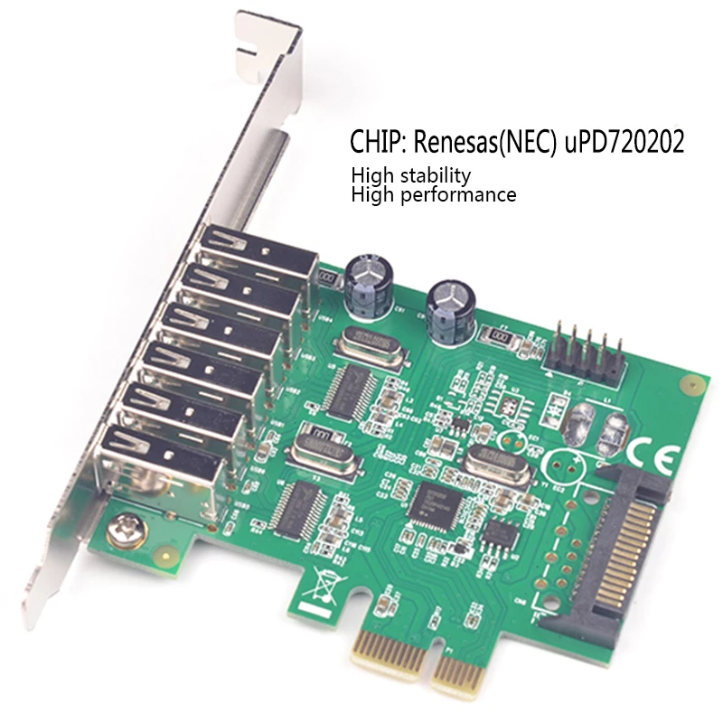 PCI-e USB 2,0 карта(6 внешних портов и 2 внутренних порта) Renesas(NEC) чип SATA 15PIN источник питания