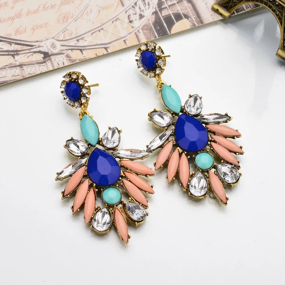 SexeMara New Jewelry 4 Colors Bohemia Ethnic Metal Pending Crystal Dangle Earrings For Women Christmas Gift | Украшения и